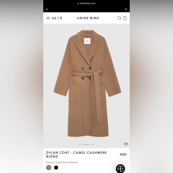 Anine Bing Dylan Coat Camel Cashmere Blend XS - Picture 5 of 17